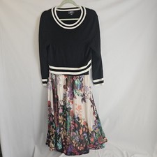 Maeve by Anthropologie Osceola Sweater Dress Sz L Preppy Feminine Floral Skirt  picture