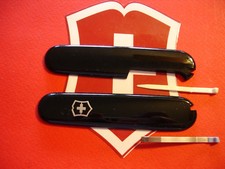 NEW GENUINE VICTORINOX 91mm BLACK SWISS ARMY KNIFE SCALES +TOOTHPICK & TWEEZER picture