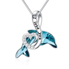 TOUPOP Dolphin Gifts for Women Sterling Silver Crystal Dolphin Jewelry Birthd... picture
