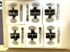 Calzibeno 6 Pack Crystal Door Knobs Glass Locking Privacy Matte Black Backplate picture