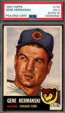 Gene Hermanski Gem Mint 10 PSA DNA Signed 1953 Topps Autograph picture