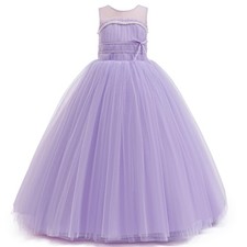 GetWish Girls' Flower Tulle Wedding Dress Line Long Formal Pageant 11-12 YRS picture