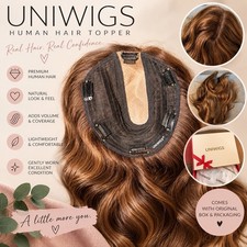 UniWigs Remy Human Hair Topper 14” Espresso Brown 211 110% Lace PS2101 picture