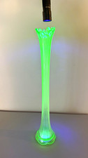 Vtg LE Smith 17.75” Uranium Glass Swung Vase Lime Simplicity Smoothie 3.5” Base picture