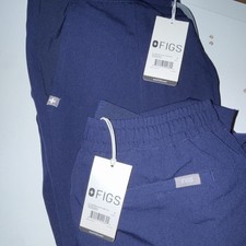 FIGS Lemaire Slim Flare Tall Scrub Pants Navy S Women Medical Set of 2 picture