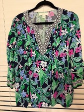 Lilly Pulitzer Ellalynn Multi Untamed Engineered Tunic, Size Medium picture