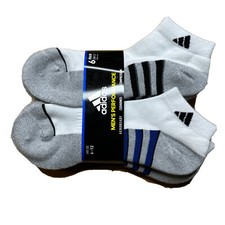 6 Pairs Adidas Men's Cushioned Low Cut Ankle Socks White 6-12 NEW picture
