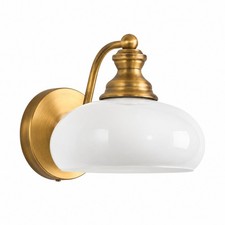 Vintage Single Wall Sconce, Bright White Opal Glass Shade E26 Wall Lamp for Bedr picture