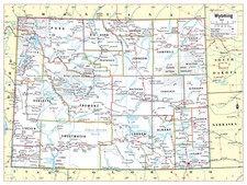 Wyoming State Wall Map Large Print Poster - 32