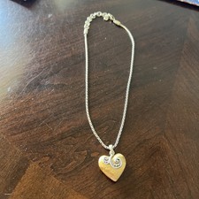 Retired Brighton Spellbound Goldtone puffy heart silver Tone necklace with pou picture