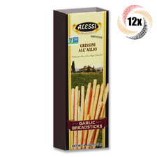 12x Pack Alessi Autentico Imported Garlic Breadsticks | Extra Virgin Oil | 4.4oz picture
