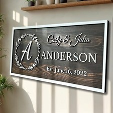 Custom Wooden Monogram Family Sign with Couples Name, Anniversary Gift For Wife picture