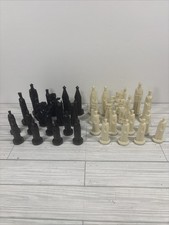 VINTAGE MCM 1962 Conqueror Sculptured Chess Set Pieces Peter Ganine NO Board. picture