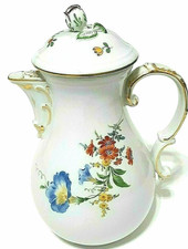 Antique Meissen Coffee Pot Hot Water Jug Strewn Flowers Circa 1852-1870 11