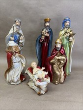 Vintage Greenbrier International 6 Piece Glossy Porcelain Nativity Set Christmas picture