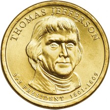 2007 D Thomas Jefferson Presidential Dollar From Mint Roll,  picture