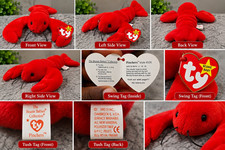Ty Beanie Babies Pinchers Lobster Plush 1993 Vintage MPN 4026 Swing Tag picture