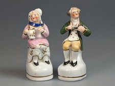 Antique Early 19thC Staffordshire Pottery Miniature Figures Shoemaker & Wife picture