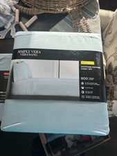 Simply Vera Wang 4-Piece KING 800 TC Egyptian Cotton Sheet Set Blue NiB picture