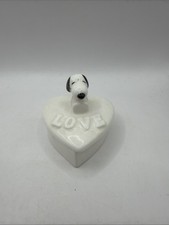 Vintage Peanuts Snoopy Love Trinket Box Ring Dish Heart Shaped w/Lid 1960s Japan picture