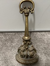 Antique 1900s Victorian/Rococo Scrolled Form Heavy Brass Doorstop picture
