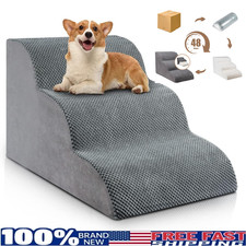 Foam Pet Stairs 3 Step Dog Cat Steps Non-Slip Cover for Bed Couch - Prefixed picture