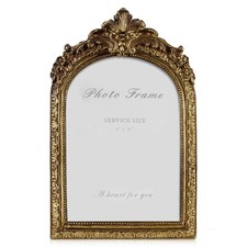 Cuspin 4x6 Vintage Picture Frame Gold Ornate Resin Arched Photo Frame Arched picture