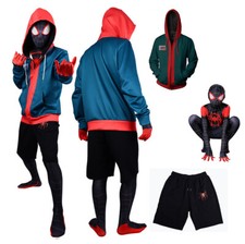 Into the SpiderVerse Miles Morales Spiderman Costume Cosplay Hoodie Shorts picture
