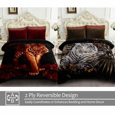 2Ply Reversible Korean Mink Fleece Blanket Thick Heavy Tiger Blankets 10lbs King picture