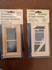 Miniature House #1000 & #1130 Standard 2 Light Dollhouse Windows NOS Pair New picture