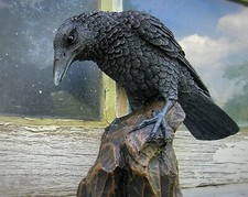 Raven Statue, Gothic Decor, Crow Statue, Bird Decoration picture