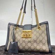 GUCCI Padlock GG Supreme Chain Shoulder Bag Gold Hardware Authentic Japan picture