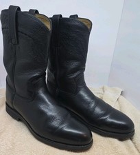 Mens Black Leather Justin Roper Pebble Boots Size 9 EE 3211 picture