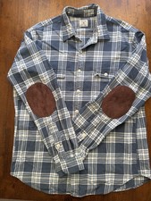 J.Crew Men's L Blue/White Plaid 100% Cotton Flannel Button-Up Shirt  picture