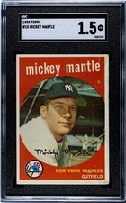1959 Topps Mickey Mantle #10 SGC 1.5 FR HOF Yankees GREAT EYE APPEAL & CENTERING picture
