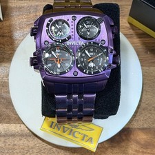 Invicta Aviator ZULU TIME 4 Time Zone Pilot Men's Watch 50mm Purple 50658 picture