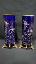 Two Antique French Hand Painted Enameled Porcelain Vases by Louis Ernie picture