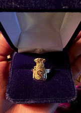Fine 10K Yellow Gold Money Bag Ring Size 7 picture