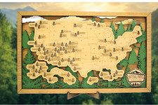 Handmade Wood National Parks Travel Map picture