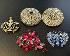 Vintage Costume Jewelry Brooch Lot 5pc Signed LISNER Aurora Borealis Rhinestone picture
