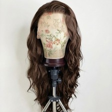Synthetic Hair Heat Resistant Dark brown Lace Frontal Wigs Long Wavy Layered picture