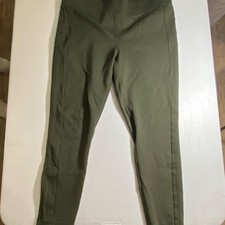 LOFT Olive Ankle Leggings High Rise Elastic Waist Solid Women Size L picture