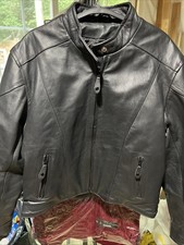 River Road Black Leather Motorcycle Jacket Lined Ladies XXL Pre Owned Very Nice picture