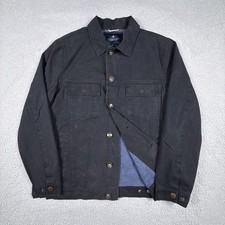 Roark Revival Jacket Mens Medium Black Canvas Trucker Flannel Lined Work Utility picture