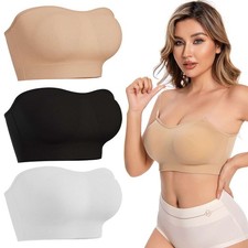 Women Padded Bra Tube Top Seamless Bandeau Strapless Bralette Stretch Intimates picture