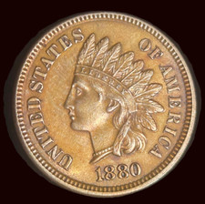 1880 Indian Head Cent - Nicely Struck, Red/Brown Example -  picture