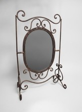 Vintage Hollywood Regency Ornate Metal Tabletop Vanity Swivel Mirror picture