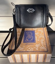 BRIGHTON FINDLEY INTERLOK HARMONY ORGANIZER SHOULDER BAG BLACK LEATHER picture