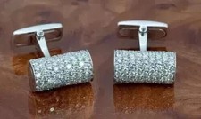 1.60Ct Round Cut Real Moissanite Men's Wedding Cufflinks 14K White Gold Plated picture