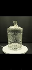 Vintage crystal or heavy pressed glass biscuit jar picture